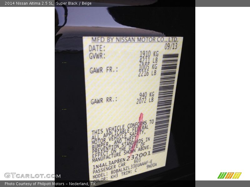 Super Black / Beige 2014 Nissan Altima 2.5 SL