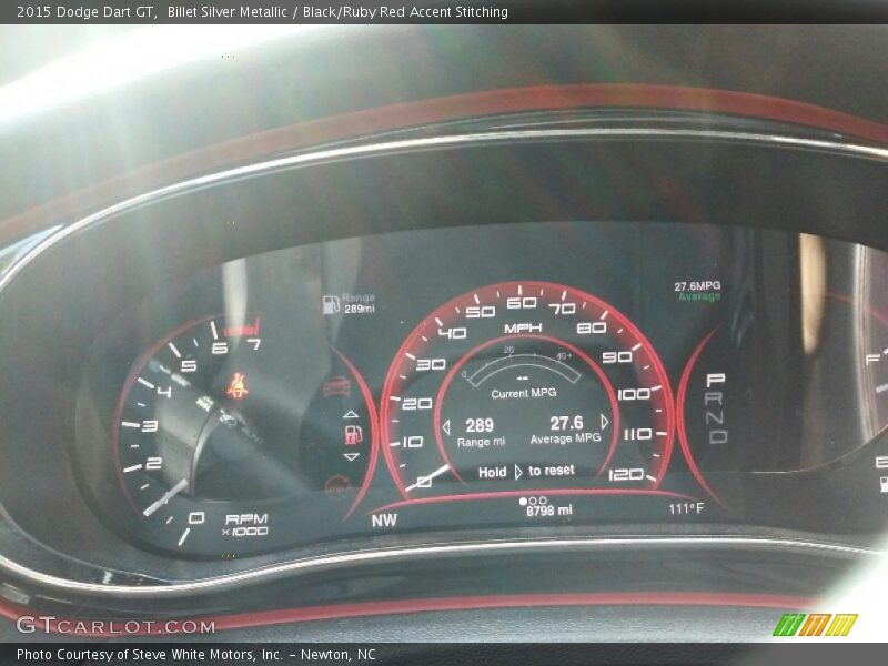 Billet Silver Metallic / Black/Ruby Red Accent Stitching 2015 Dodge Dart GT
