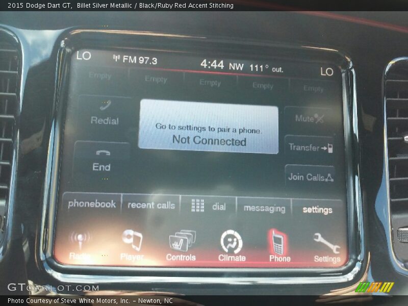 Billet Silver Metallic / Black/Ruby Red Accent Stitching 2015 Dodge Dart GT