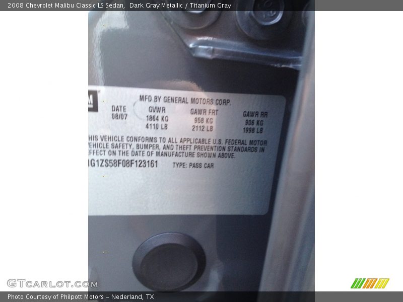 Dark Gray Metallic / Titanium Gray 2008 Chevrolet Malibu Classic LS Sedan