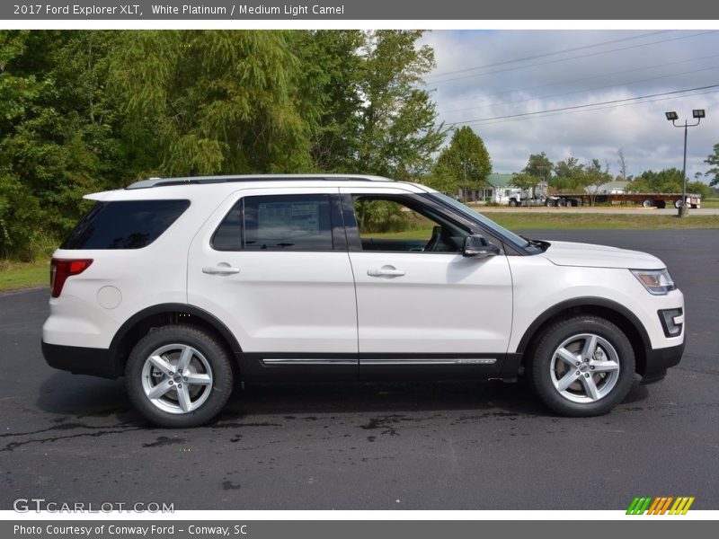 White Platinum / Medium Light Camel 2017 Ford Explorer XLT