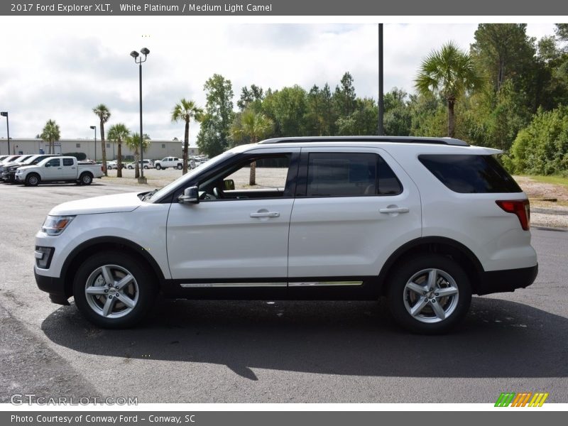 White Platinum / Medium Light Camel 2017 Ford Explorer XLT