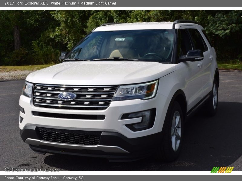 White Platinum / Medium Light Camel 2017 Ford Explorer XLT