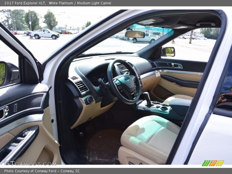 White Platinum / Medium Light Camel 2017 Ford Explorer XLT