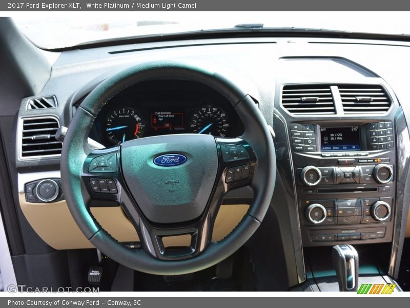 White Platinum / Medium Light Camel 2017 Ford Explorer XLT