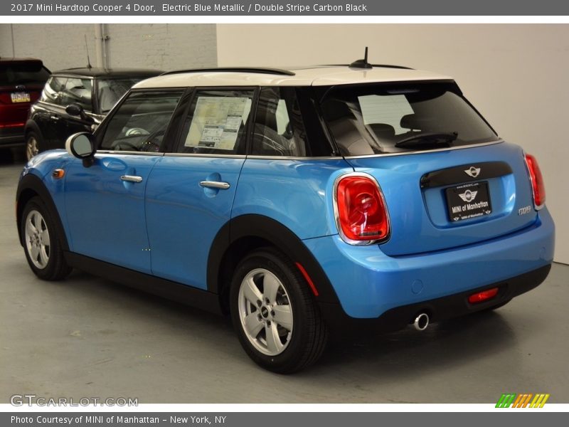Electric Blue Metallic / Double Stripe Carbon Black 2017 Mini Hardtop Cooper 4 Door