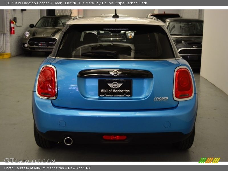 Electric Blue Metallic / Double Stripe Carbon Black 2017 Mini Hardtop Cooper 4 Door