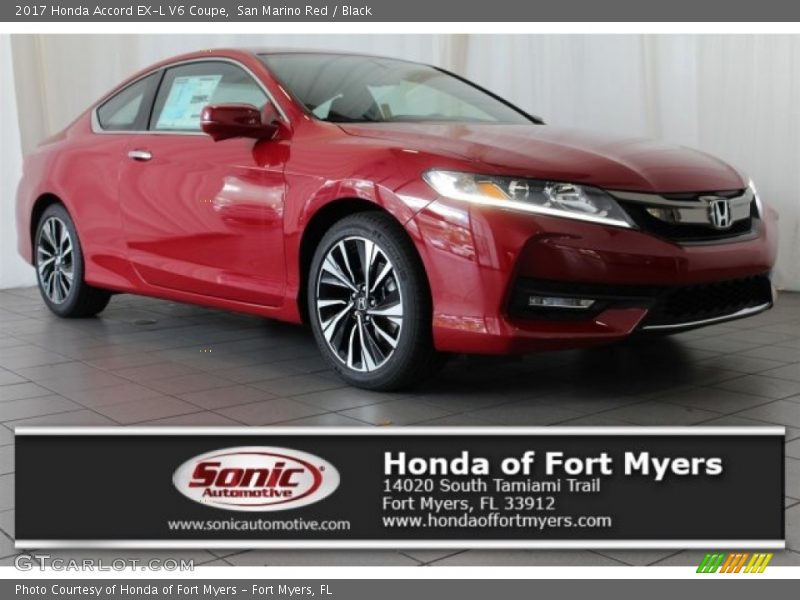 San Marino Red / Black 2017 Honda Accord EX-L V6 Coupe