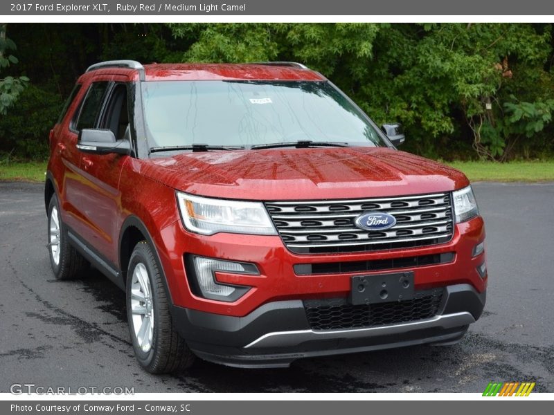 Ruby Red / Medium Light Camel 2017 Ford Explorer XLT