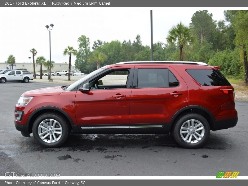 Ruby Red / Medium Light Camel 2017 Ford Explorer XLT