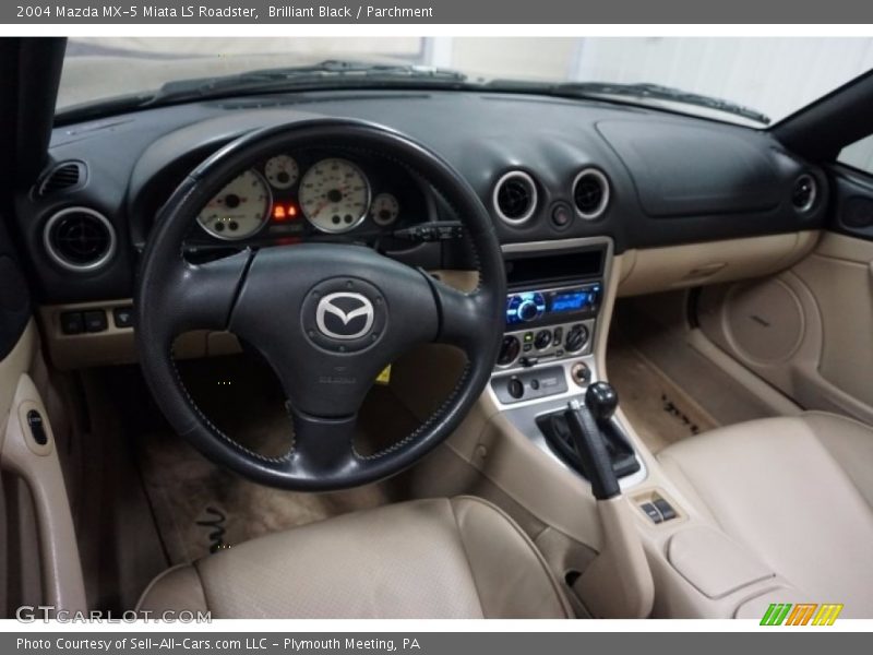 Brilliant Black / Parchment 2004 Mazda MX-5 Miata LS Roadster
