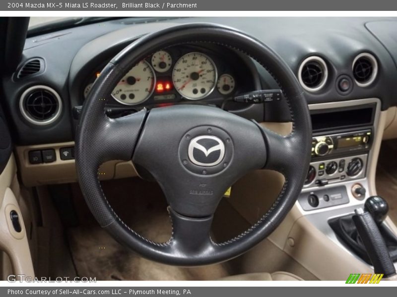Brilliant Black / Parchment 2004 Mazda MX-5 Miata LS Roadster