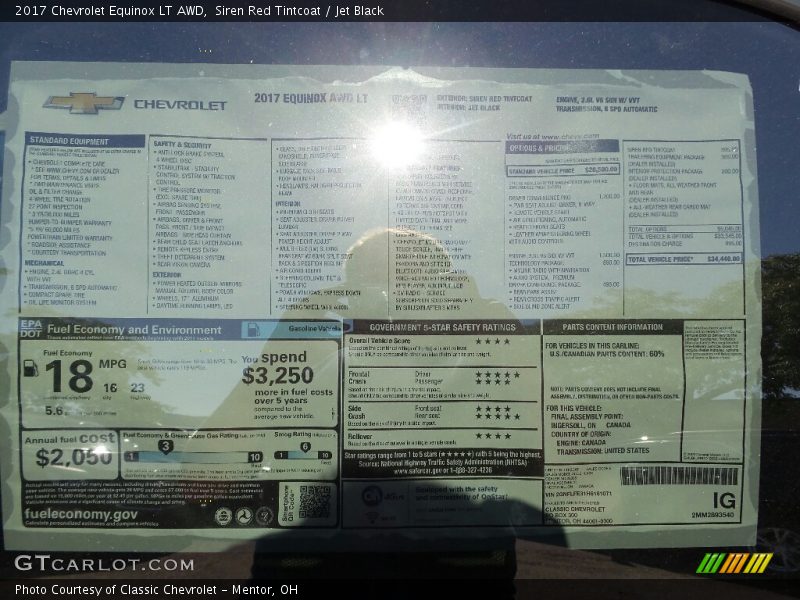 Siren Red Tintcoat / Jet Black 2017 Chevrolet Equinox LT AWD