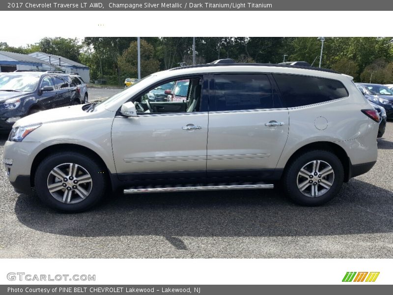 Champagne Silver Metallic / Dark Titanium/Light Titanium 2017 Chevrolet Traverse LT AWD