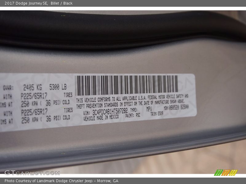 Billet / Black 2017 Dodge Journey SE