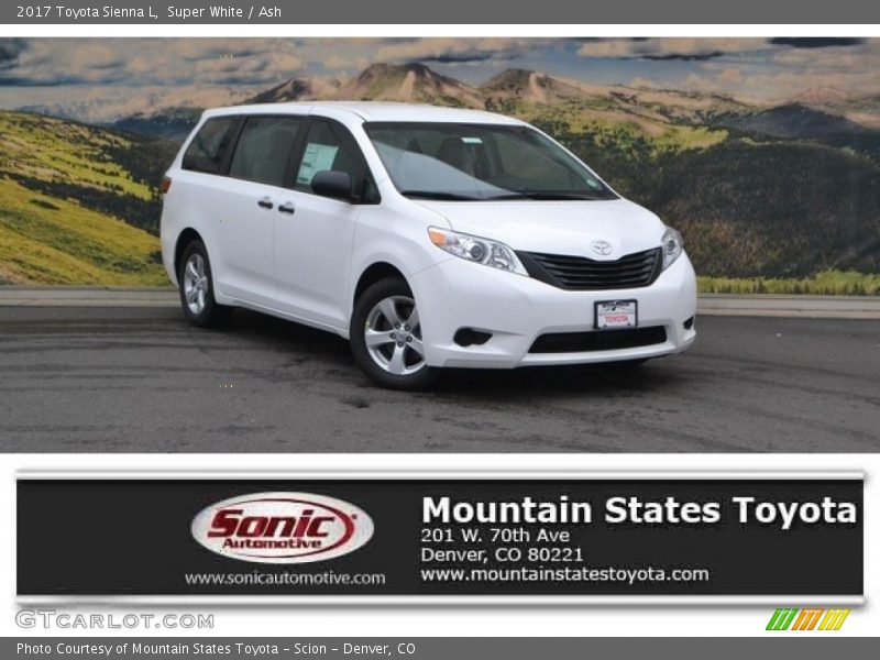 Super White / Ash 2017 Toyota Sienna L