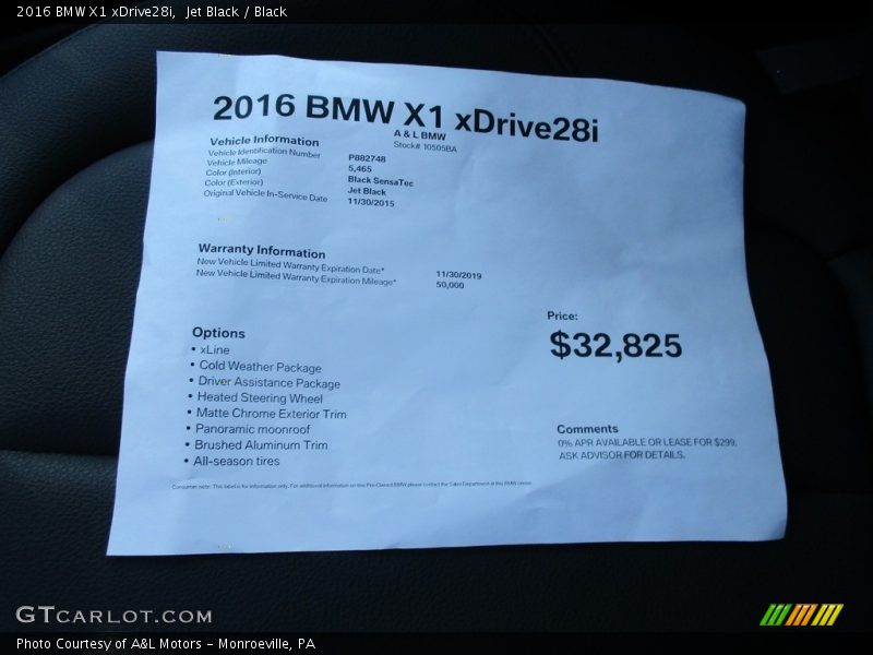 Jet Black / Black 2016 BMW X1 xDrive28i