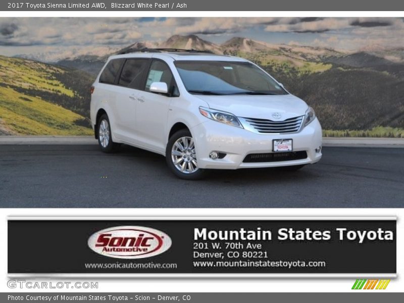 Blizzard White Pearl / Ash 2017 Toyota Sienna Limited AWD