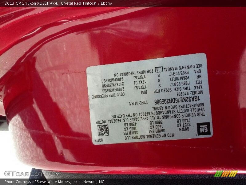 Crystal Red Tintcoat / Ebony 2013 GMC Yukon XL SLT 4x4