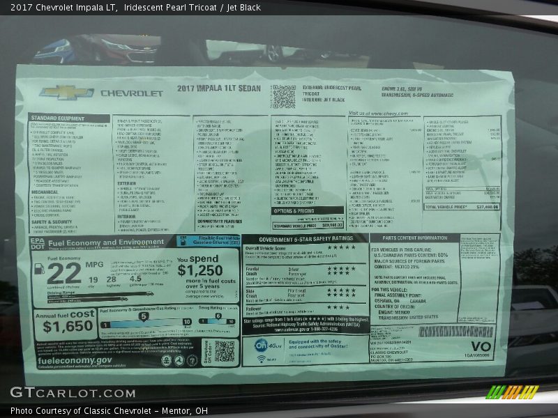  2017 Impala LT Window Sticker