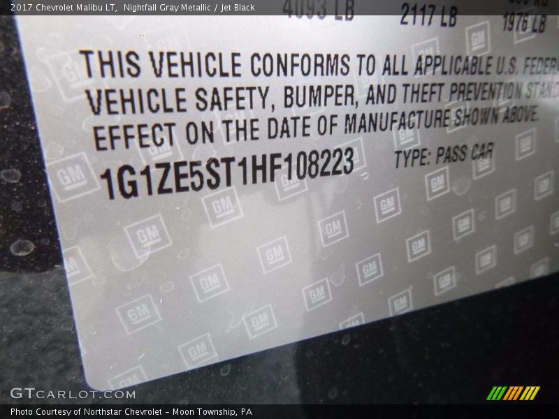Nightfall Gray Metallic / Jet Black 2017 Chevrolet Malibu LT
