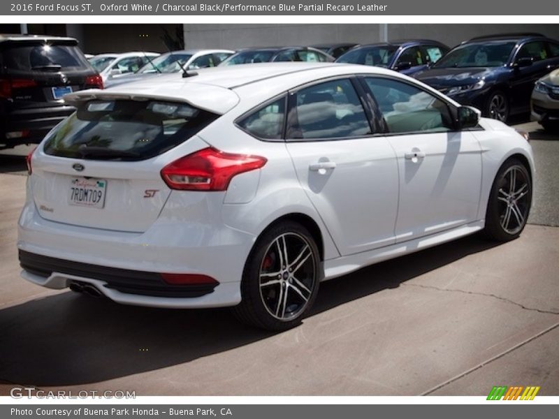 Oxford White / Charcoal Black/Performance Blue Partial Recaro Leather 2016 Ford Focus ST