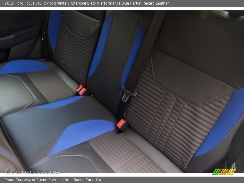 Oxford White / Charcoal Black/Performance Blue Partial Recaro Leather 2016 Ford Focus ST