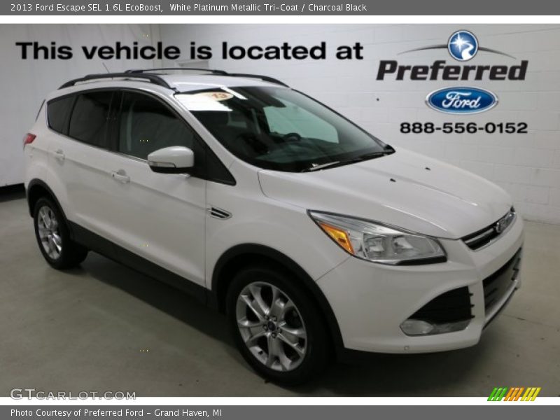 White Platinum Metallic Tri-Coat / Charcoal Black 2013 Ford Escape SEL 1.6L EcoBoost