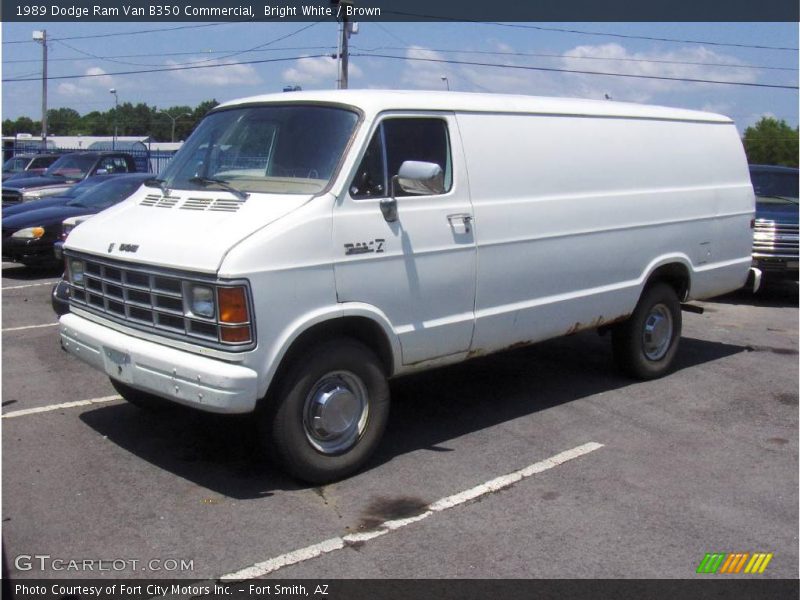 Bright White / Brown 1989 Dodge Ram Van B350 Commercial