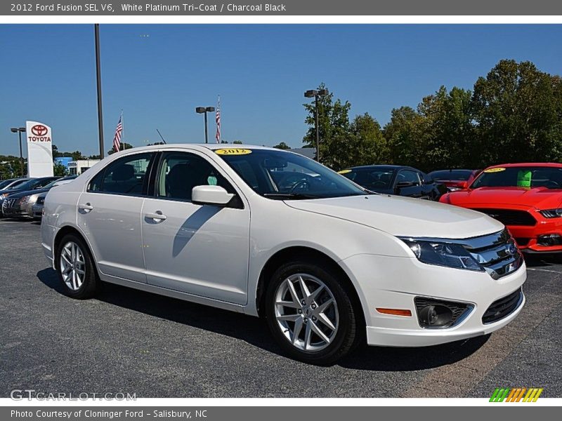 White Platinum Tri-Coat / Charcoal Black 2012 Ford Fusion SEL V6