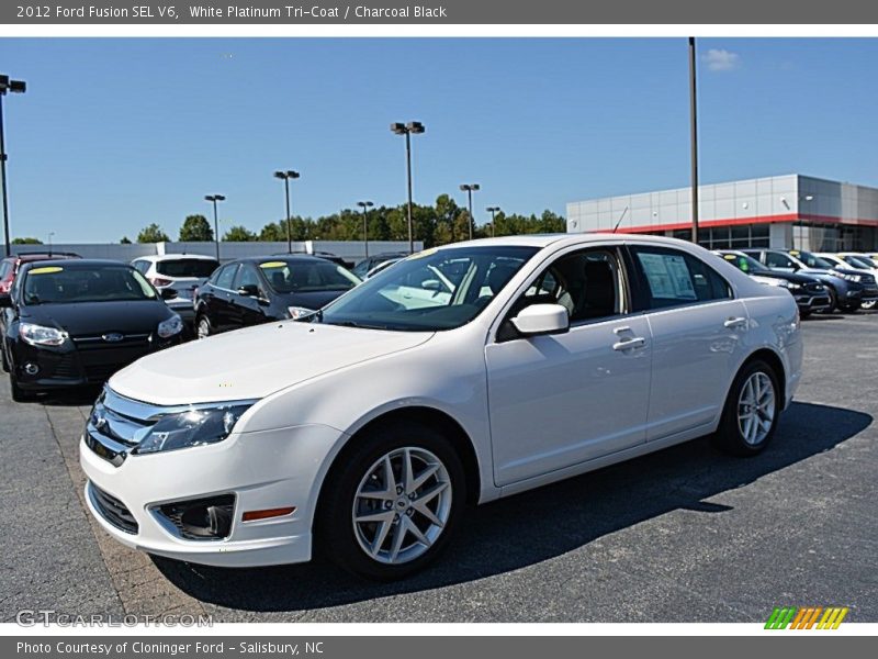 White Platinum Tri-Coat / Charcoal Black 2012 Ford Fusion SEL V6