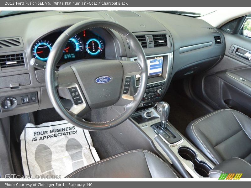 White Platinum Tri-Coat / Charcoal Black 2012 Ford Fusion SEL V6