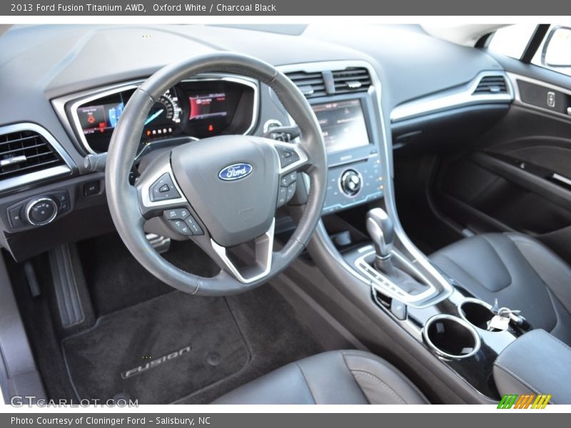 Oxford White / Charcoal Black 2013 Ford Fusion Titanium AWD