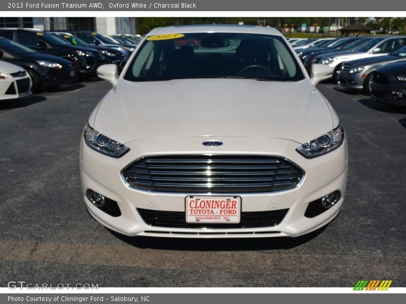Oxford White / Charcoal Black 2013 Ford Fusion Titanium AWD