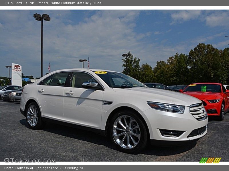 White Platinum Metallic / Dune 2015 Ford Taurus Limited