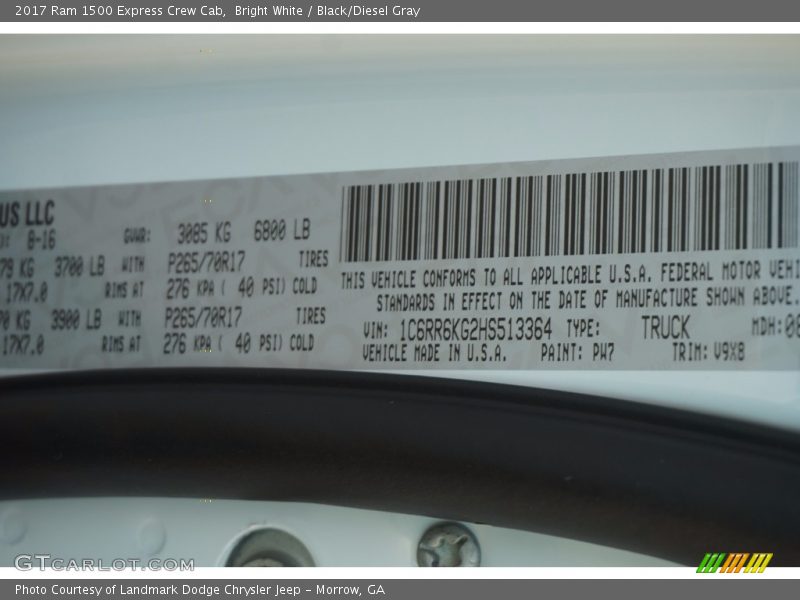 Bright White / Black/Diesel Gray 2017 Ram 1500 Express Crew Cab