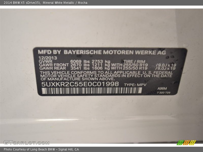 Mineral White Metallic / Mocha 2014 BMW X5 sDrive35i