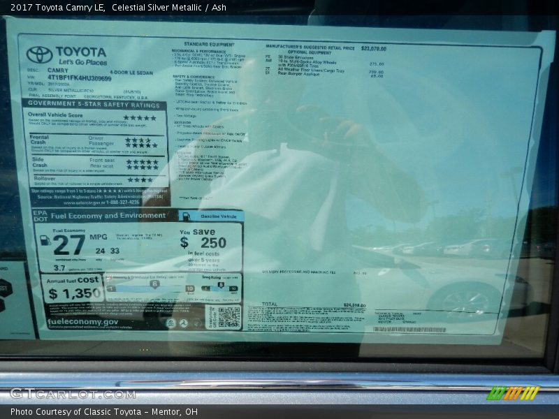 Celestial Silver Metallic / Ash 2017 Toyota Camry LE