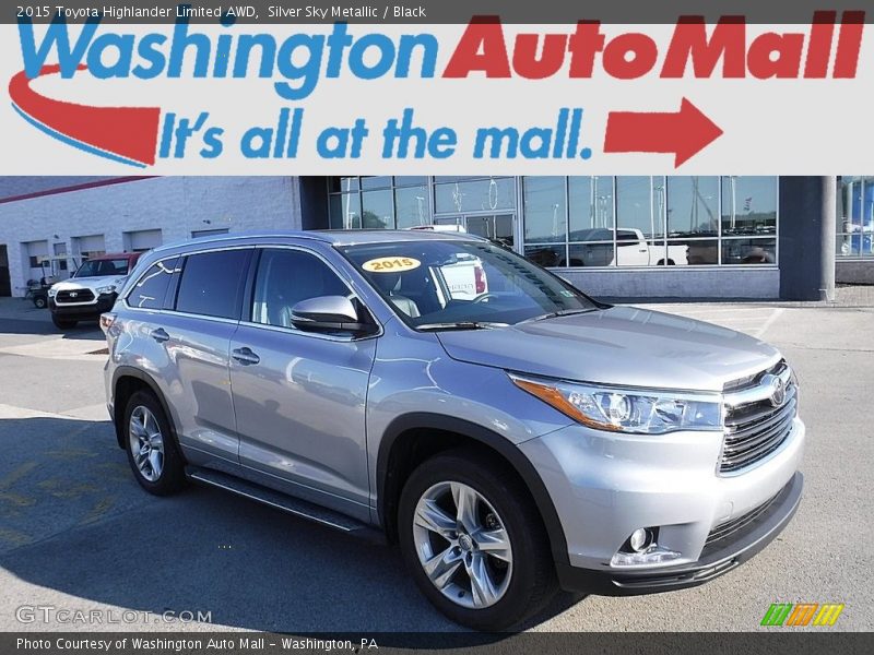 Silver Sky Metallic / Black 2015 Toyota Highlander Limited AWD
