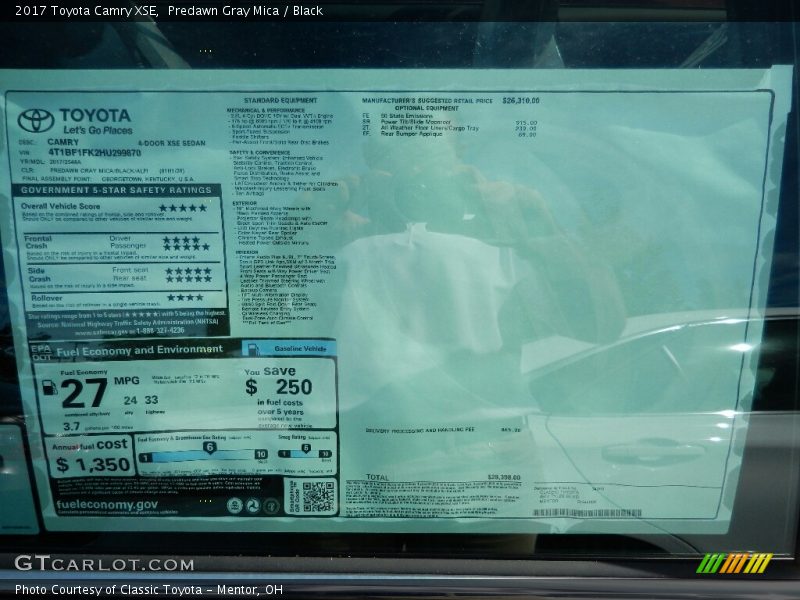 Predawn Gray Mica / Black 2017 Toyota Camry XSE