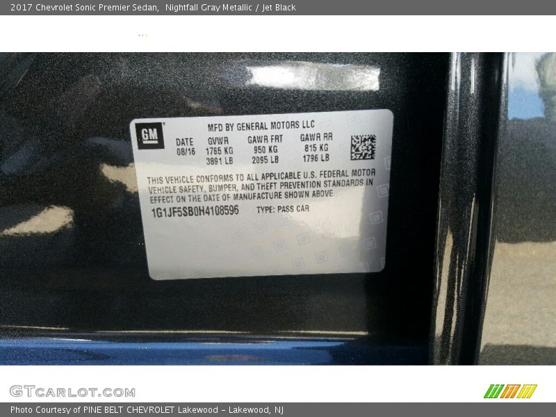 Nightfall Gray Metallic / Jet Black 2017 Chevrolet Sonic Premier Sedan