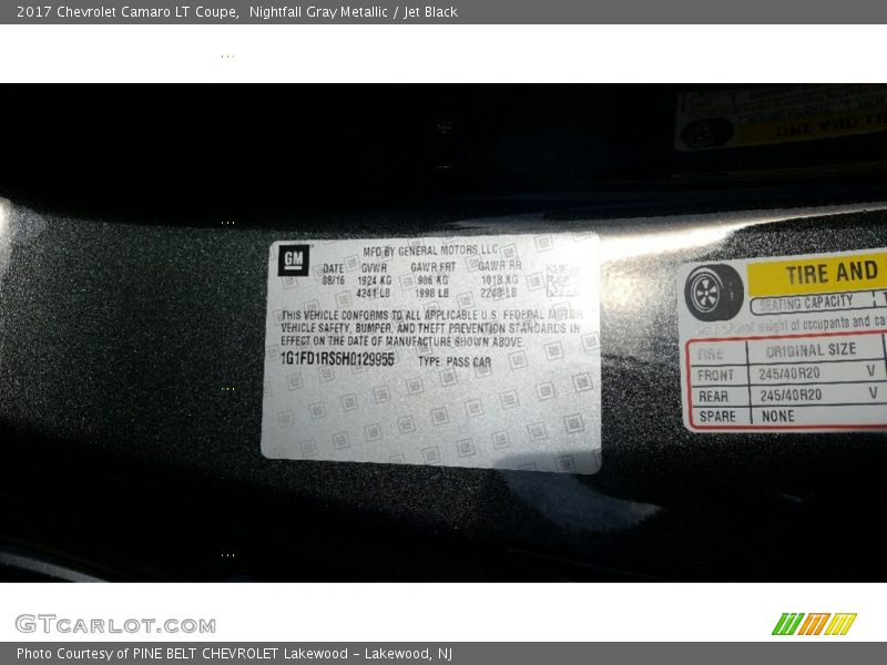 Nightfall Gray Metallic / Jet Black 2017 Chevrolet Camaro LT Coupe