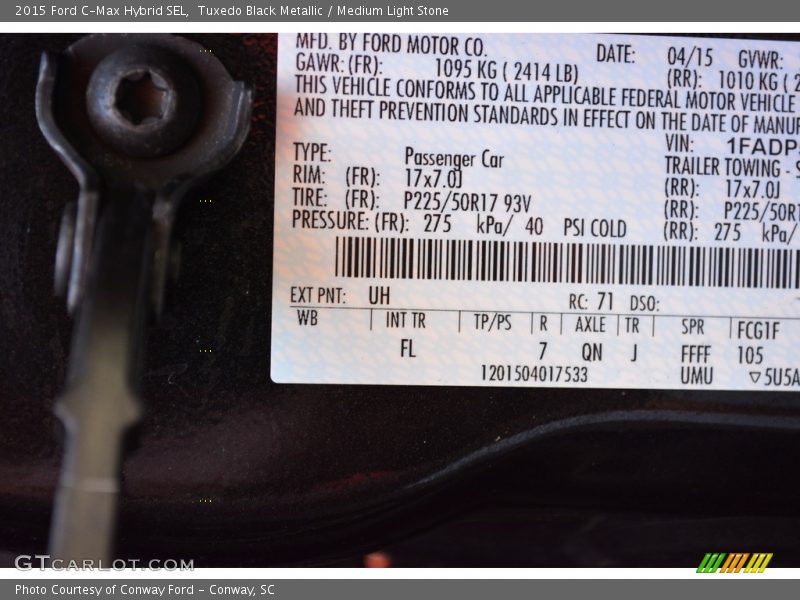 Tuxedo Black Metallic / Medium Light Stone 2015 Ford C-Max Hybrid SEL