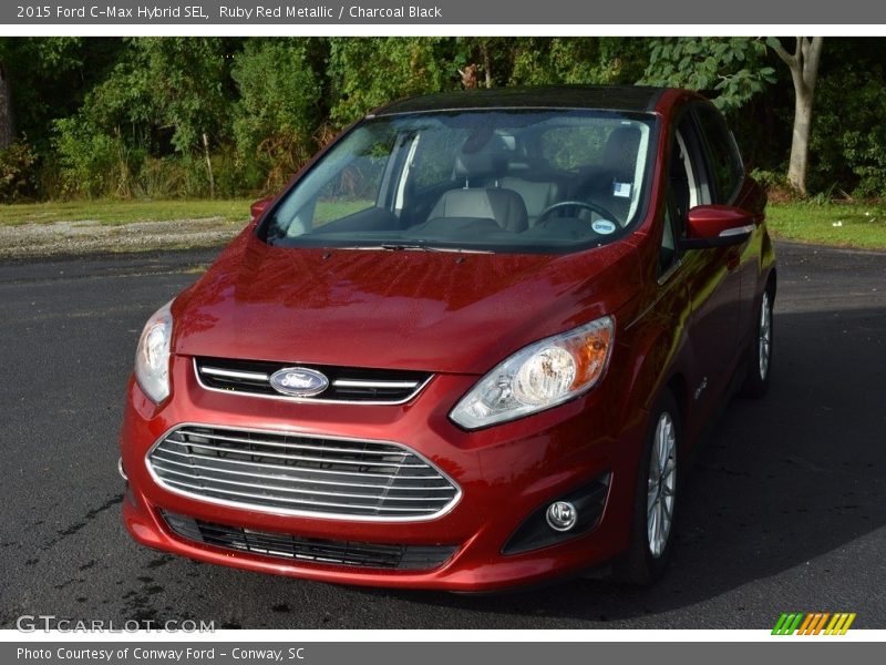 Ruby Red Metallic / Charcoal Black 2015 Ford C-Max Hybrid SEL