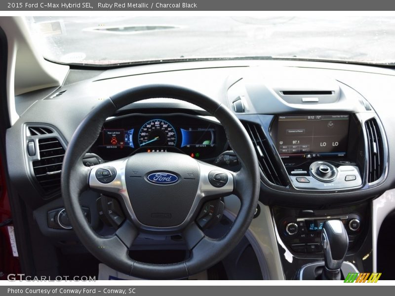 Ruby Red Metallic / Charcoal Black 2015 Ford C-Max Hybrid SEL