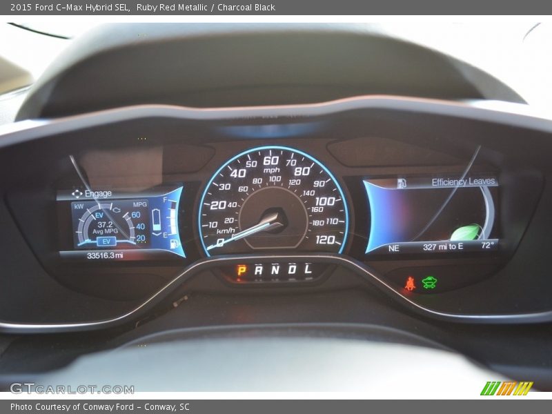 Ruby Red Metallic / Charcoal Black 2015 Ford C-Max Hybrid SEL