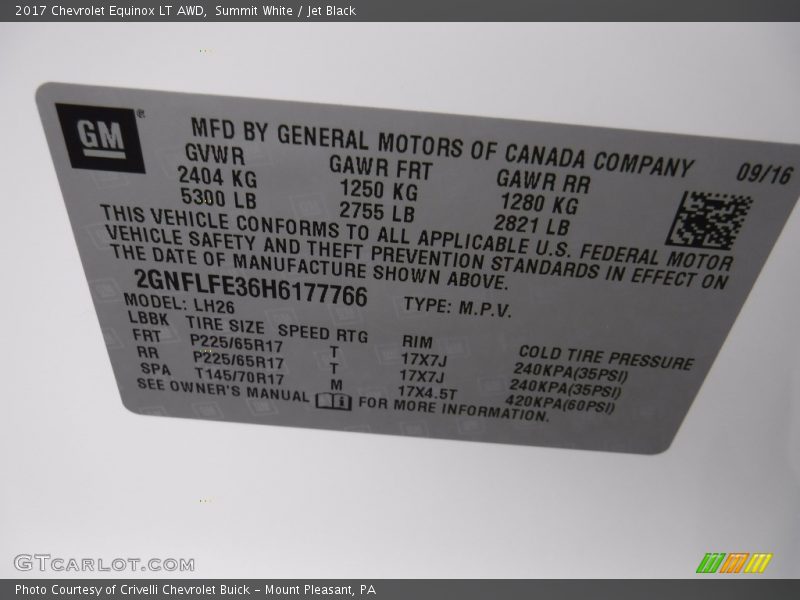 Summit White / Jet Black 2017 Chevrolet Equinox LT AWD