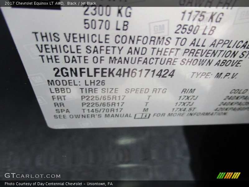 Black / Jet Black 2017 Chevrolet Equinox LT AWD