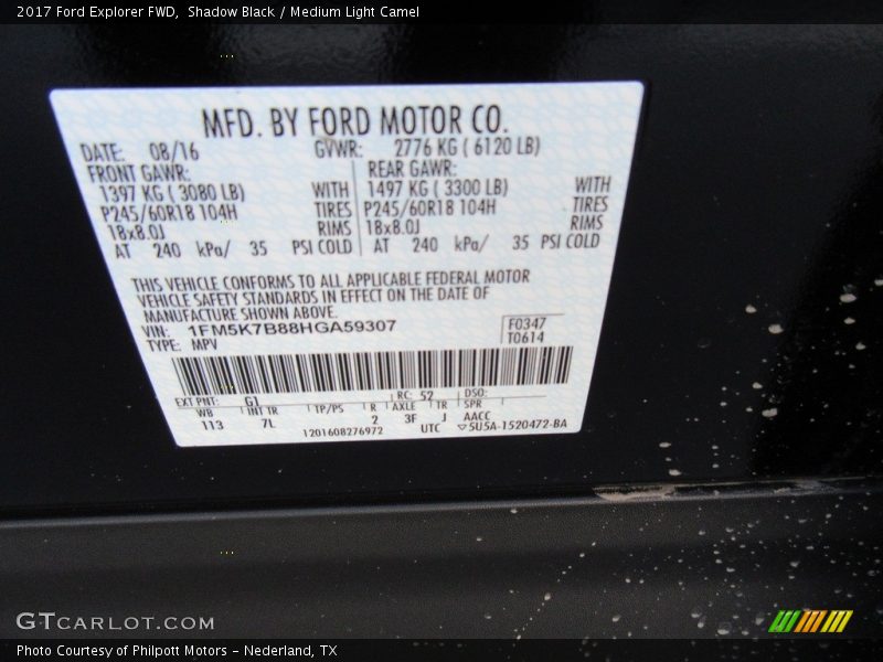 Shadow Black / Medium Light Camel 2017 Ford Explorer FWD