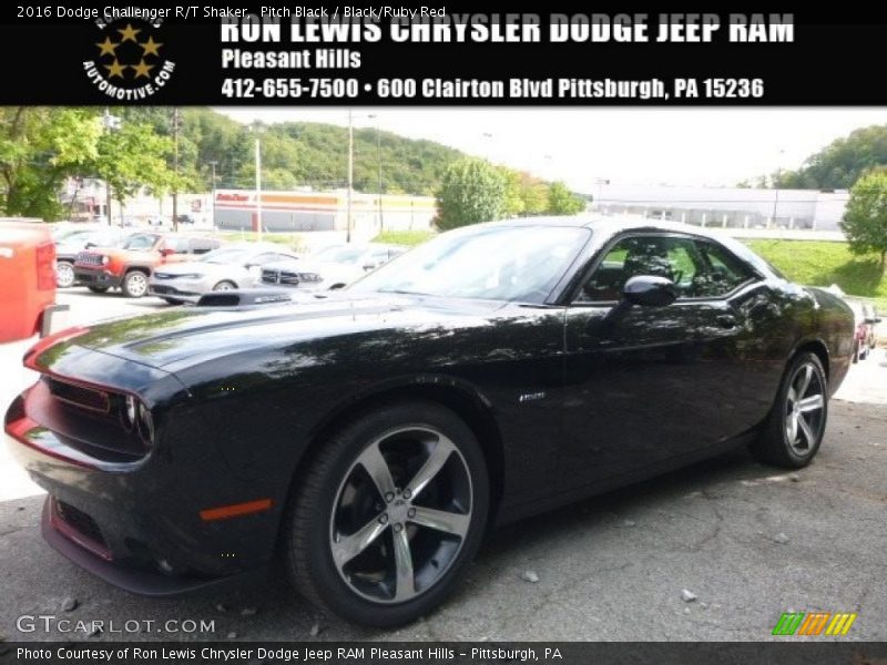 Pitch Black / Black/Ruby Red 2016 Dodge Challenger R/T Shaker